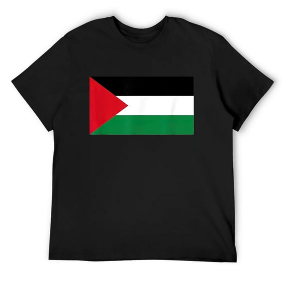 Mens PALESTINE Flag T-Shirt (Palestinian Flag) Black 3X-Large