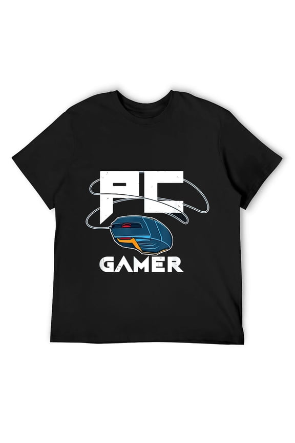 Mens PC Gamer Video Gaming Computer Gaming Mouse Nerd T-Shirt Black