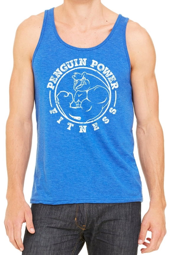 Mens PENGUIN POWER FITNESS Tanktop, Extra Small True Royal Triblend