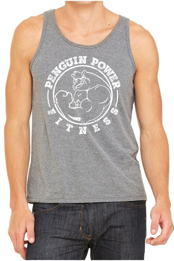 Mens PENGUIN POWER FITNESS Tanktop, Small Grey Triblend