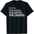 thumbnail image 1 of Mens POPS THE MAN THE MYTH THE LEGEND Father's Day Gift Grandpa T-Shirt, 1 of 3
