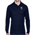 thumbnail image 1 of Mens POW MIA Flag Patch Long Sleeve Polo Shirt - Navy, Large, 1 of 1