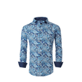 thumbnail image 1 of Mens PREMIERE Long Sleeve Button Down Dress Shirt Blue Paisley Bubble, 1 of 3