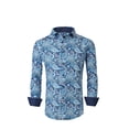 thumbnail image 1 of Mens PREMIERE Long Sleeve Button Down Dress Shirt Blue Paisley Bubble, 1 of 3