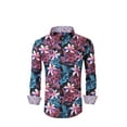 thumbnail image 1 of Mens PREMIERE Long Sleeve Button Down Dress Shirt Colorful Black Pink Blue Floral Hawaiian, 1 of 3