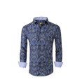 thumbnail image 1 of Mens PREMIERE Long Sleeve Button Down Dress Shirt NAVY BLUE Paisley Print, 1 of 3