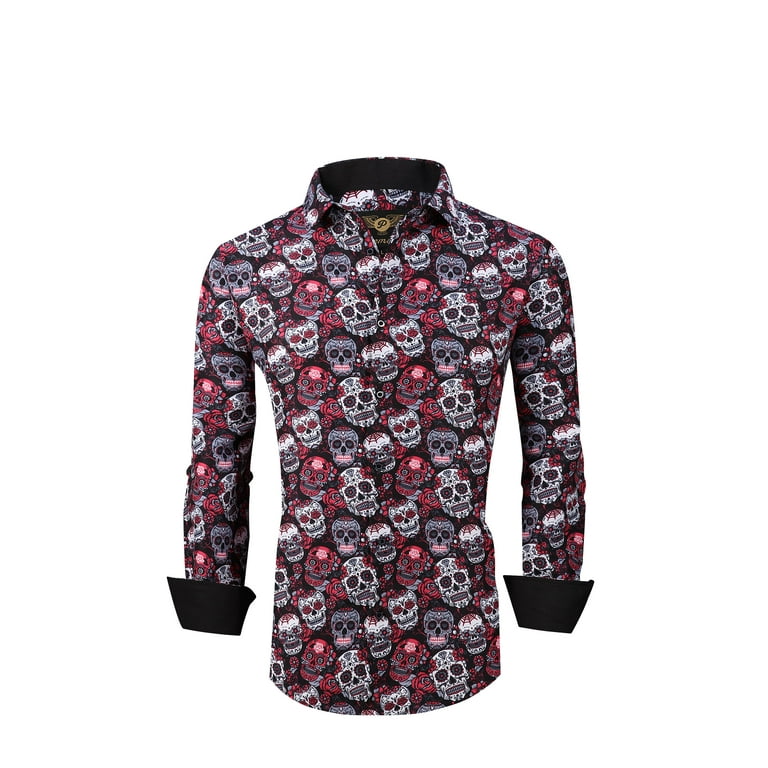 Mens skull 2025 dress shirt