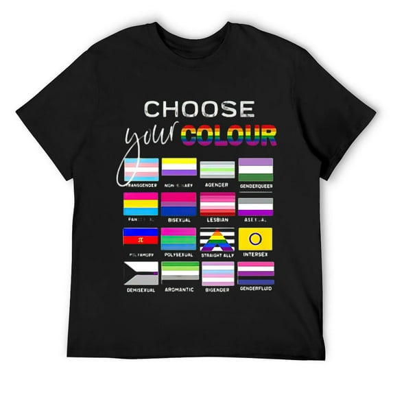 Mens PRIDE FLAGS Rainbow Design for Gay LGBT Day Month Parade T-Shirt Black