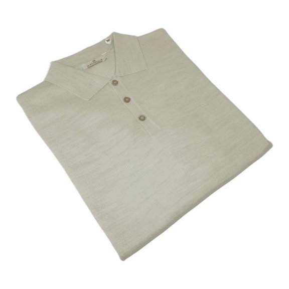 Mens PRINCELY Soft Merinos Wool Sweater Knits Light Weight Polo 1011-40 Lt Beige