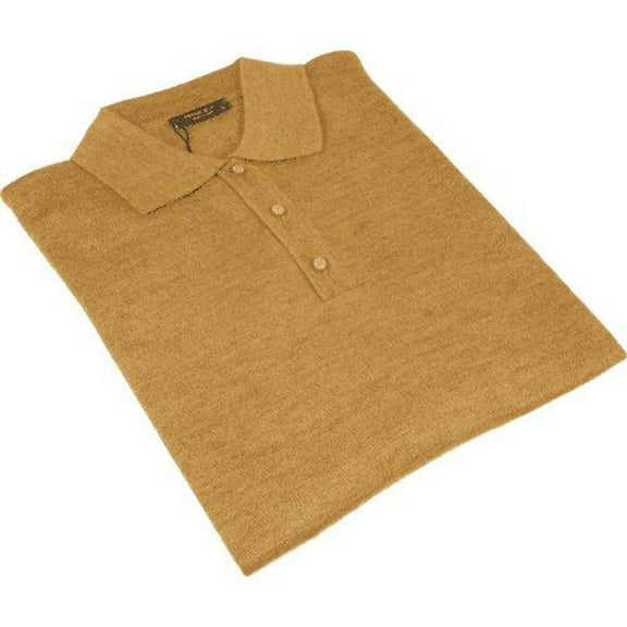 Mens PRINCELY Soft Merinos Wool Sweater Knits Lightweight Polo 1011-40 Cognac