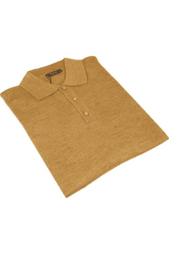 Mens PRINCELY Soft Merinos Wool Sweater Knits Lightweight Polo 1011-40 Cognac
