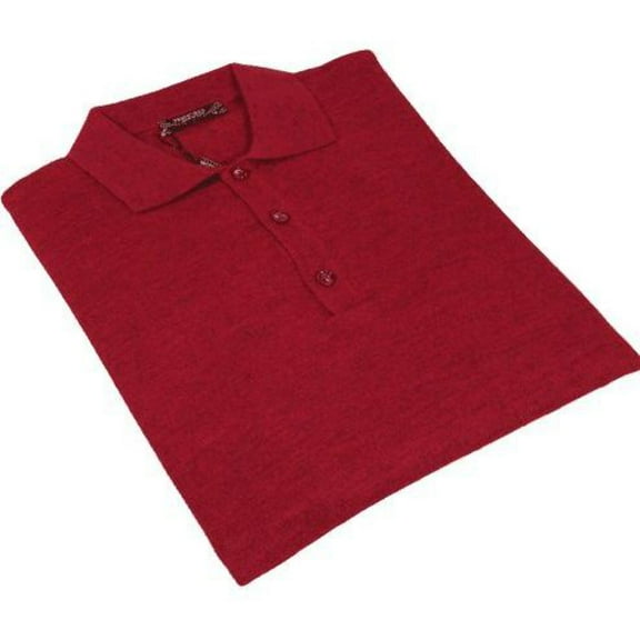 Mens PRINCELY Soft Merinos Wool Sweater Knits Lightweight Polo 1011-40 Cranberry