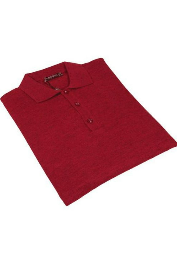Mens PRINCELY Soft Merinos Wool Sweater Knits Lightweight Polo 1011-40 Cranberry
