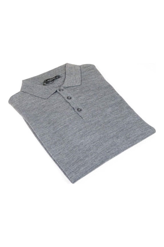 Mens PRINCELY Soft Merinos Wool Sweater Knits Lightweight Polo 1011-40 Mid Gray