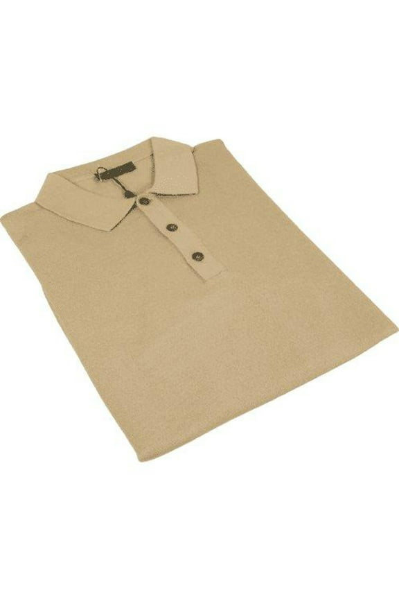 Mens PRINCELY Soft Merinos Wool Sweater Knits Lightweight Polo 1011-40 Tan Camel