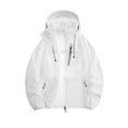 thumbnail image 1 of Mens Packable Lightweight Sun Protection Jacket Long Sleeve Windbreaker Nylon Full-Zip Hooded Vented Raglan Sleeve Zip Pockets for Running, 1 of 5