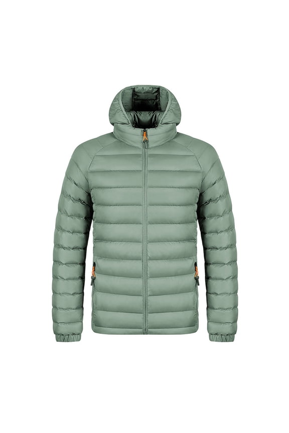 Mens Packable Puffer Jacket Lightweight Packable Hooded Puffer Jacket Insulated Winter Down Jackets Coat Snow Ski Traveling Windproof Zipper Down Jacket