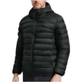 thumbnail image 1 of Mens Packable Puffer Jacket Lightweight Winter Hooded Coat Windproof Zipper down Outerwear with Pocket New Light Jackets for Men Black XL, 1 of 8