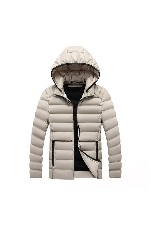 Mens Padded Clothing Autumn Winter Casual Fashion Combination Thick Padded Hooded Coat