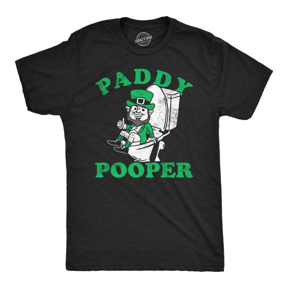 Mens Paddy Pooper T Shirt Funny St Pattys Day Party Toilet Joke Tee for Guys Graphic Tees
