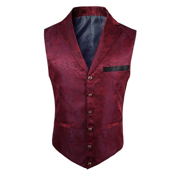 Mens Paisley Floral Suit Vest Victorian Steampunk Gothic Waistcoat Halloween Themed Party Wedding Party Suit or Tuxedo