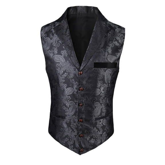 Mens Paisley Floral Suit Vest Victorian Steampunk Gothic Waistcoat Halloween Themed Party Wedding Party Suit or Tuxedo