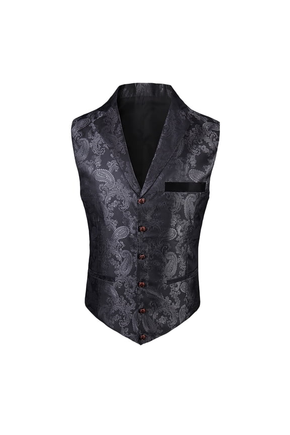 Mens Paisley Floral Suit Vest Victorian Steampunk Gothic Waistcoat Halloween Themed Party Wedding Party Suit or Tuxedo