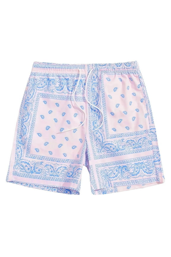 Mens Paisley Shorts Graphic Bandana Shorts Retro Running Boxing Boho Drawstring Shorts Waist Print Summer Beach Shorts Mens Beach Shorts