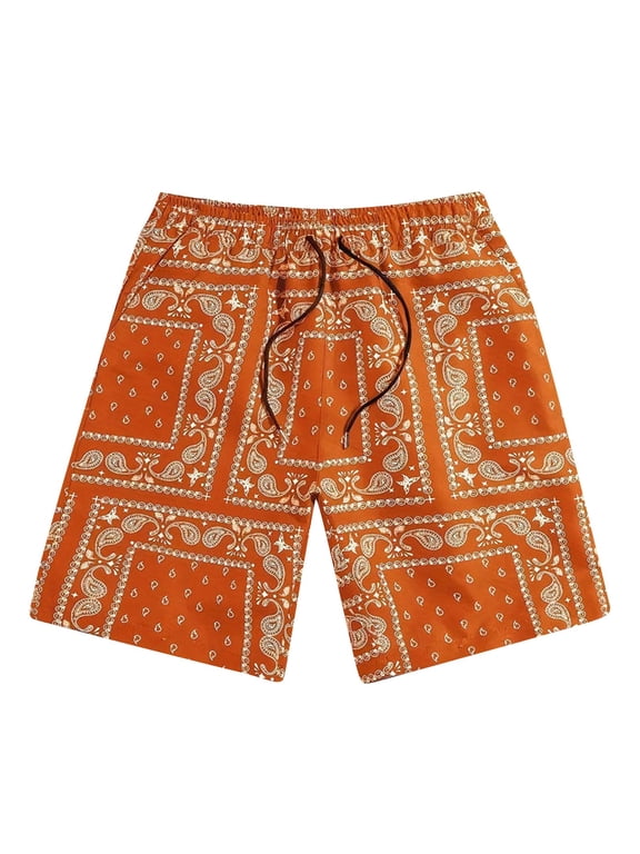 Mens Paisley Shorts Workout Boxing Running Shorts Bandana Boho Lightweight Drawstring lounge shorts