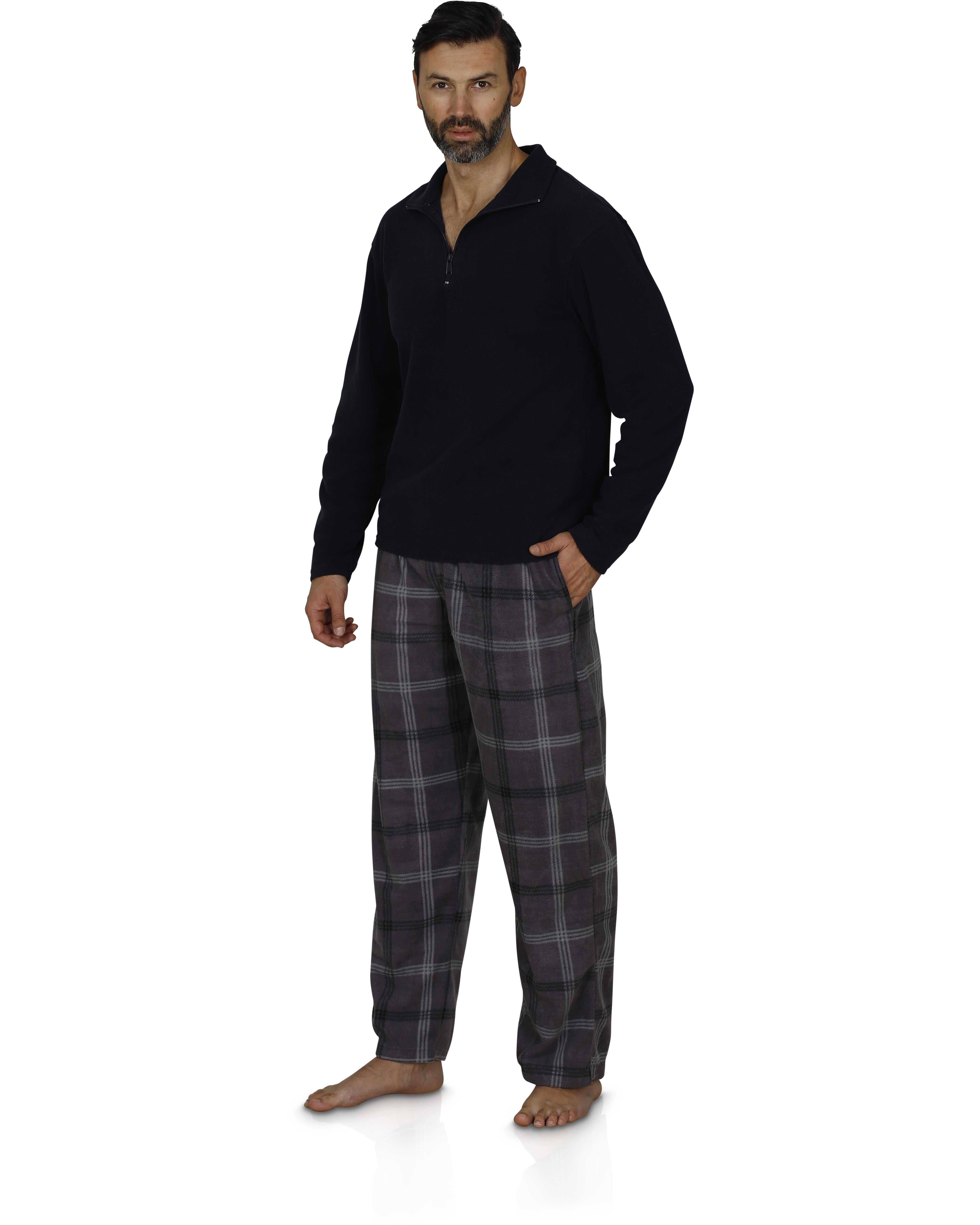 Mens Pajama Long Sleeve Top and Buffalo Plaid Pants Loungewear, Multi