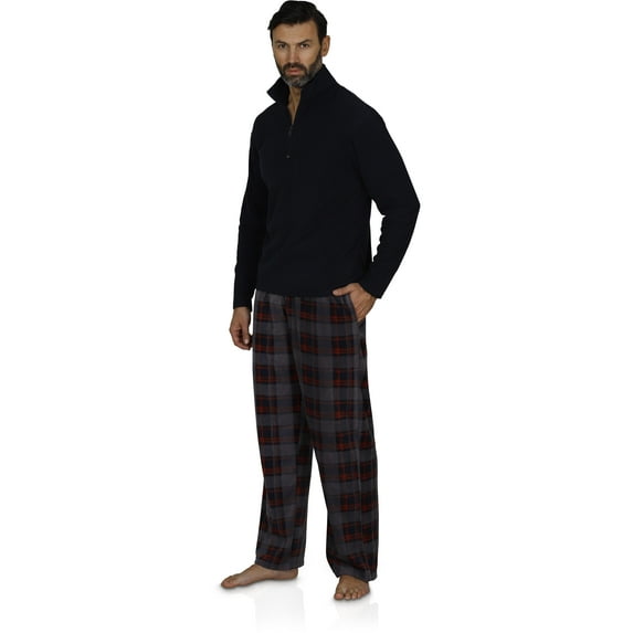 Mens Pajama Long Sleeve Top and Buffalo Plaid Pants Loungewear, Red, Size: X-Large