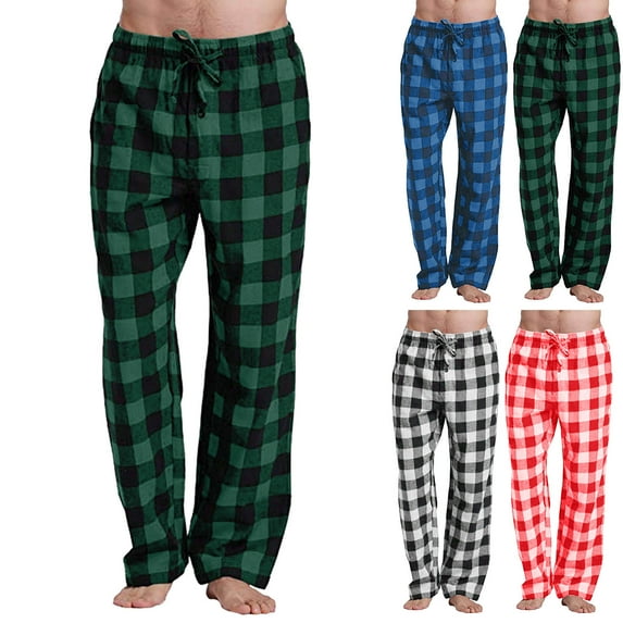 Mens Pajama Pants 100% Cotton Plaid Sleep & Lounge Pants, PJ Bottoms with Pockets Jogging Pants Men Medium Mens Pants Casual Fit