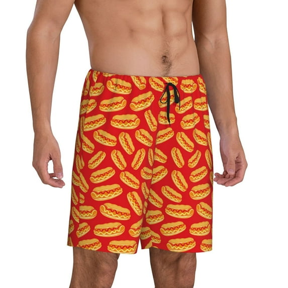 Mens Pajama Pants - A Big Hot Dog Sleep Shorts Mens Pajama Shorts, Comfy Pj Pants for Mens Lounge Shorts