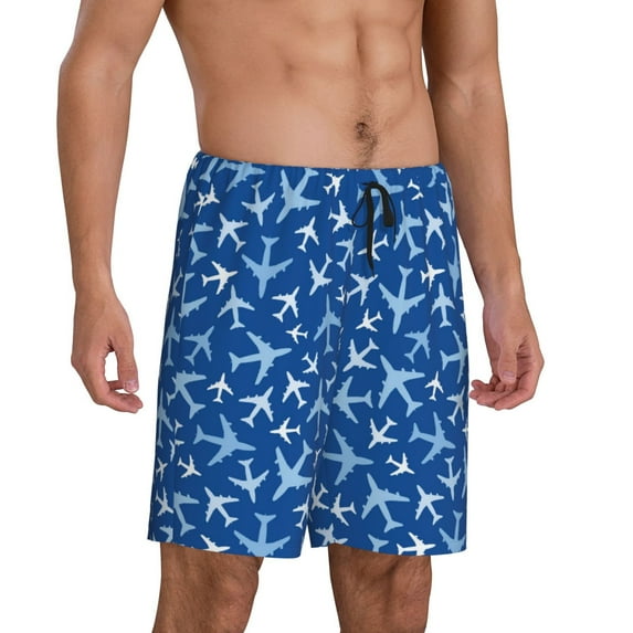 Mens Pajama Pants - Airplanes In The Sky Sleep Shorts Mens Pajama Shorts, Comfy Pj Pants for Mens Lounge Shorts