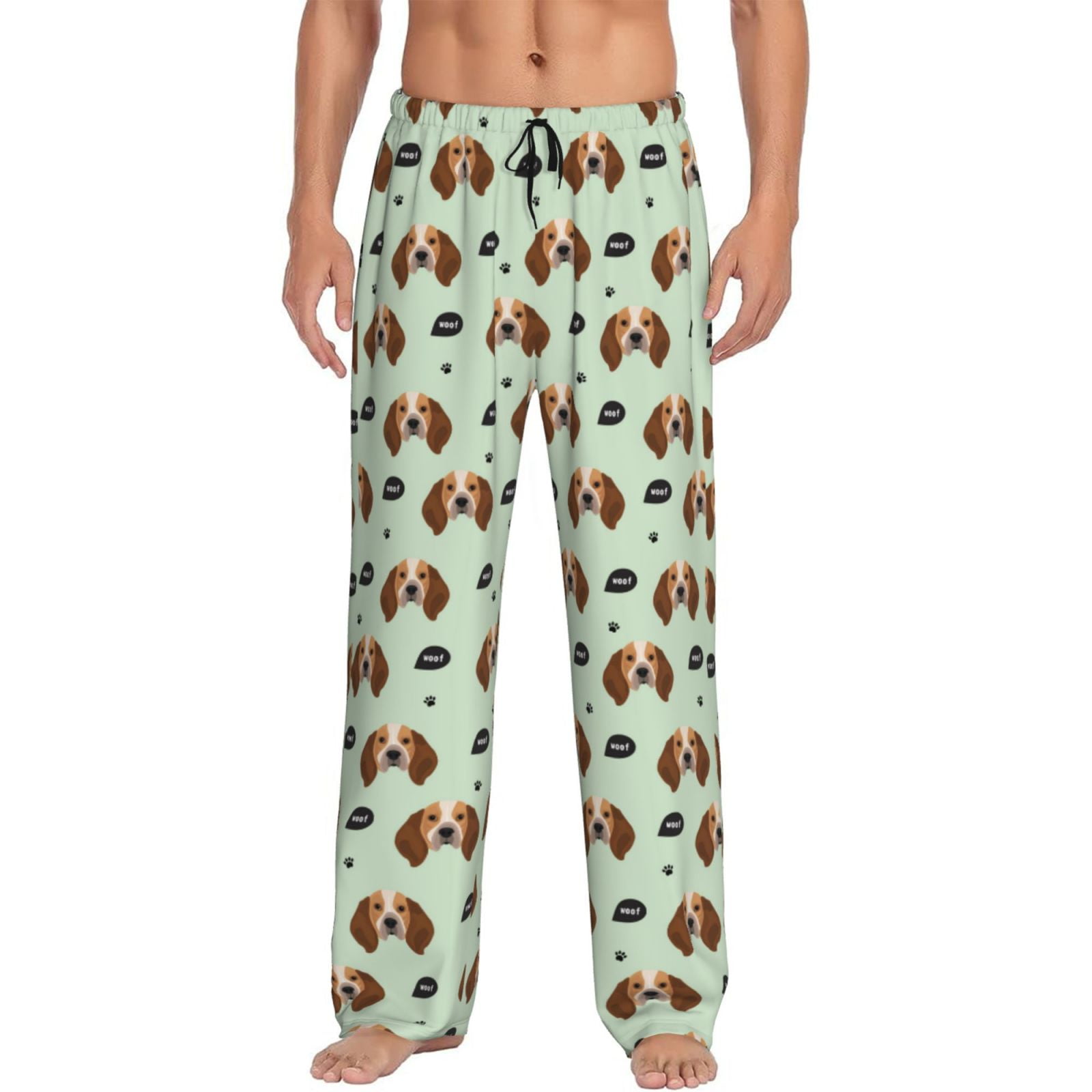 Mens Pajama Pants Beagle Dog woof Soft Comfy Sleep & Lounge Pants for