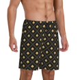 thumbnail image 1 of Mens Pajama Pants - Black Golden Spades Checkered Sleep Shorts Mens Pajama Shorts, Comfy Pj Pants for Mens Lounge Shorts, 1 of 5