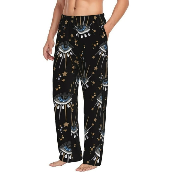 Mens Pajama Pants Bottoms with Pockets - Artistic Eye Stars Comfy Mens Pj Pants, Soft Men Lounge Pants