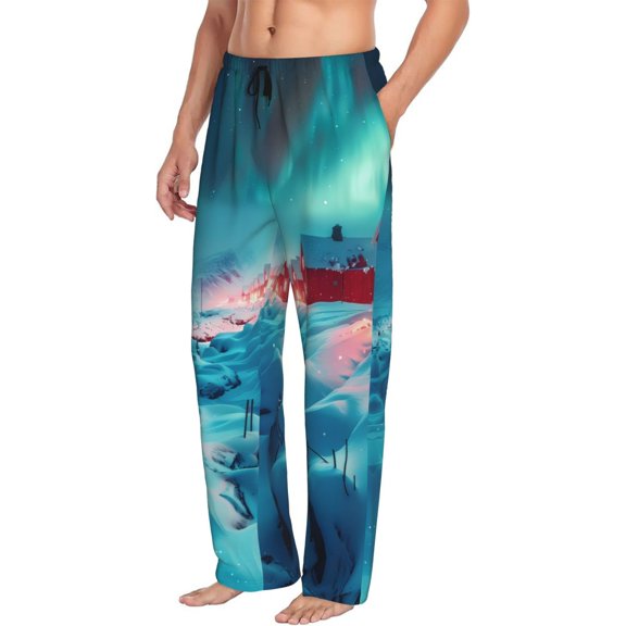 Mens Pajama Pants Bottoms with Pockets - Aurora Borealis Village Comfy Mens Pj Pants, Soft Men Lounge Pants