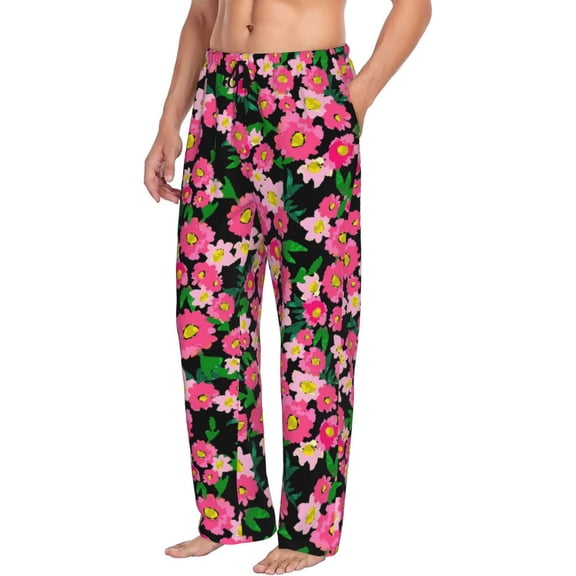 Mens Pajama Pants Bottoms with Pockets - Blooming Meadow Comfy Mens Pj Pants, Soft Men Lounge Pants