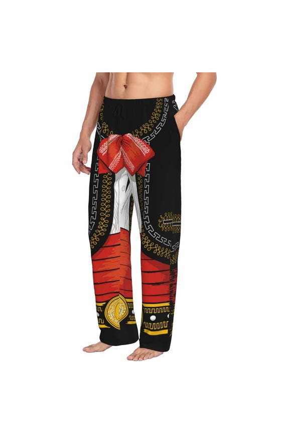 Mens Pajama Pants Bottoms with Pockets - CHARRO SUIT Comfy Mens Pj Pants, Soft Men Lounge Pants