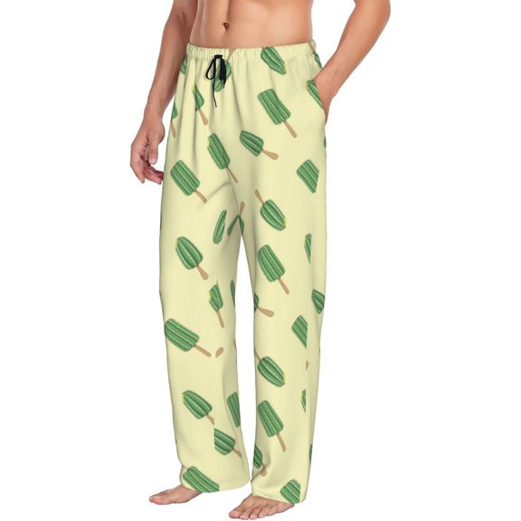 Mens Pajama Pants Bottoms with Pockets - Cactus Popsicle Comfy Mens Pj Pants, Soft Men Lounge Pants
