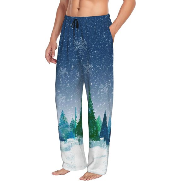 Mens Pajama Pants Bottoms with Pockets - Christmas Trees (2) Comfy Mens Pj Pants, Soft Men Lounge Pants
