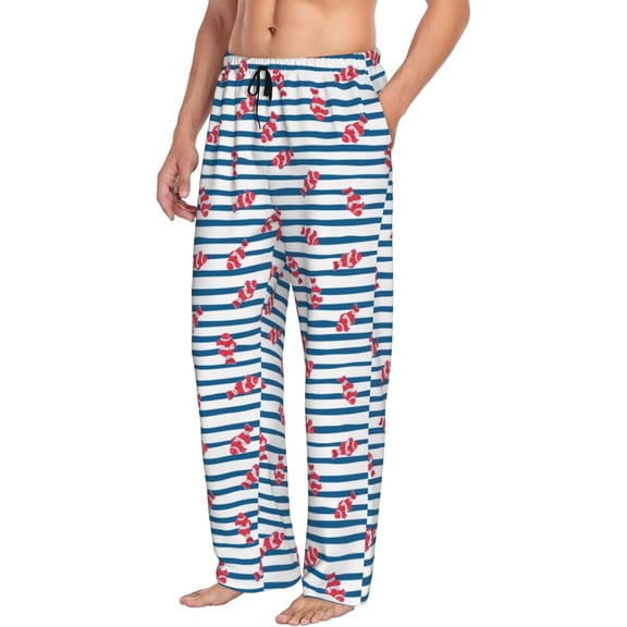 Mens Pajama Pants Bottoms with Pockets - Clown Fish Comfy Mens Pj Pants, Soft Men Lounge Pants