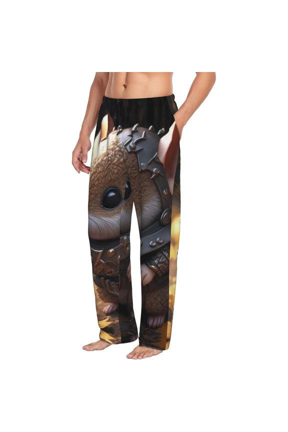 Mens Pajama Pants Bottoms with Pockets - Cute Big-Eared Mouse Comfy Mens Pj Pants, Soft Men Lounge Pants