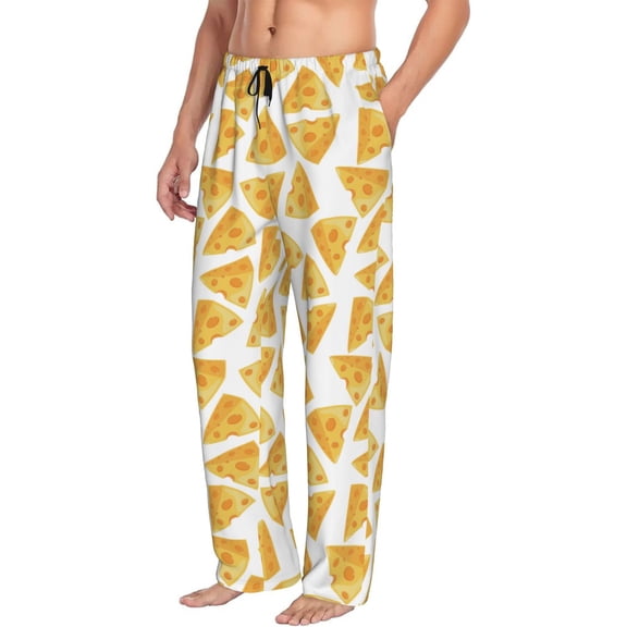 Mens Pajama Pants Bottoms with Pockets - Cute Cheese Comfy Mens Pj Pants, Soft Men Lounge Pants