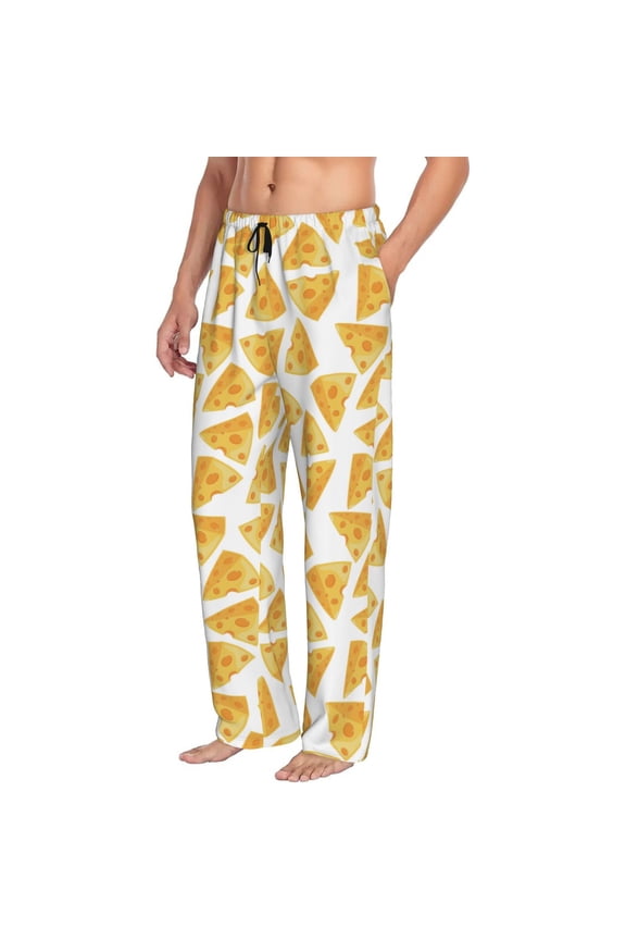 Mens Pajama Pants Bottoms with Pockets - Cute Cheese Comfy Mens Pj Pants, Soft Men Lounge Pants