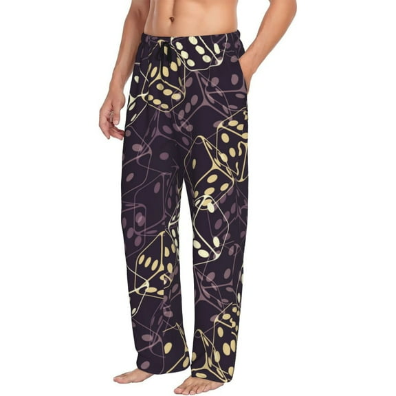 Mens Pajama Pants Bottoms with Pockets - Dice Comfy Mens Pj Pants, Soft Men Lounge Pants