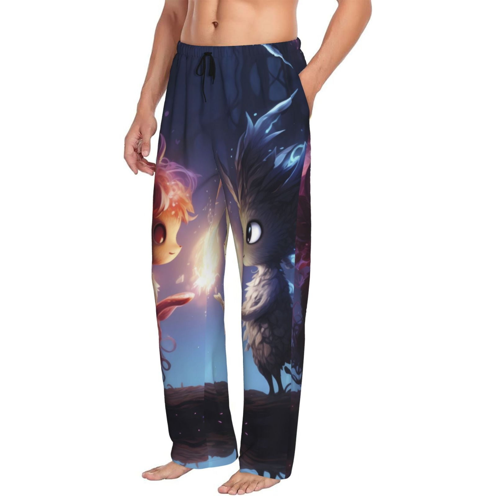 Mens Pajama Pants Bottoms with Pockets - Dreamy Forest Elf Comfy Mens Pj Pants, Soft Men Lounge Pants