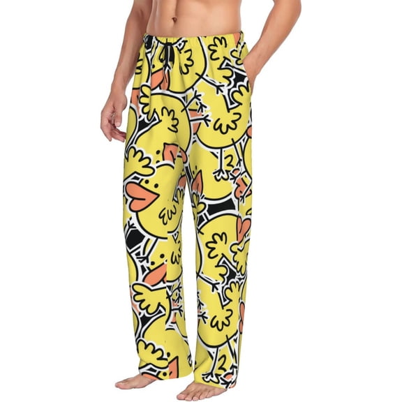 Mens Pajama Pants Bottoms with Pockets - Ducks Comfy Mens Pj Pants, Soft Men Lounge Pants