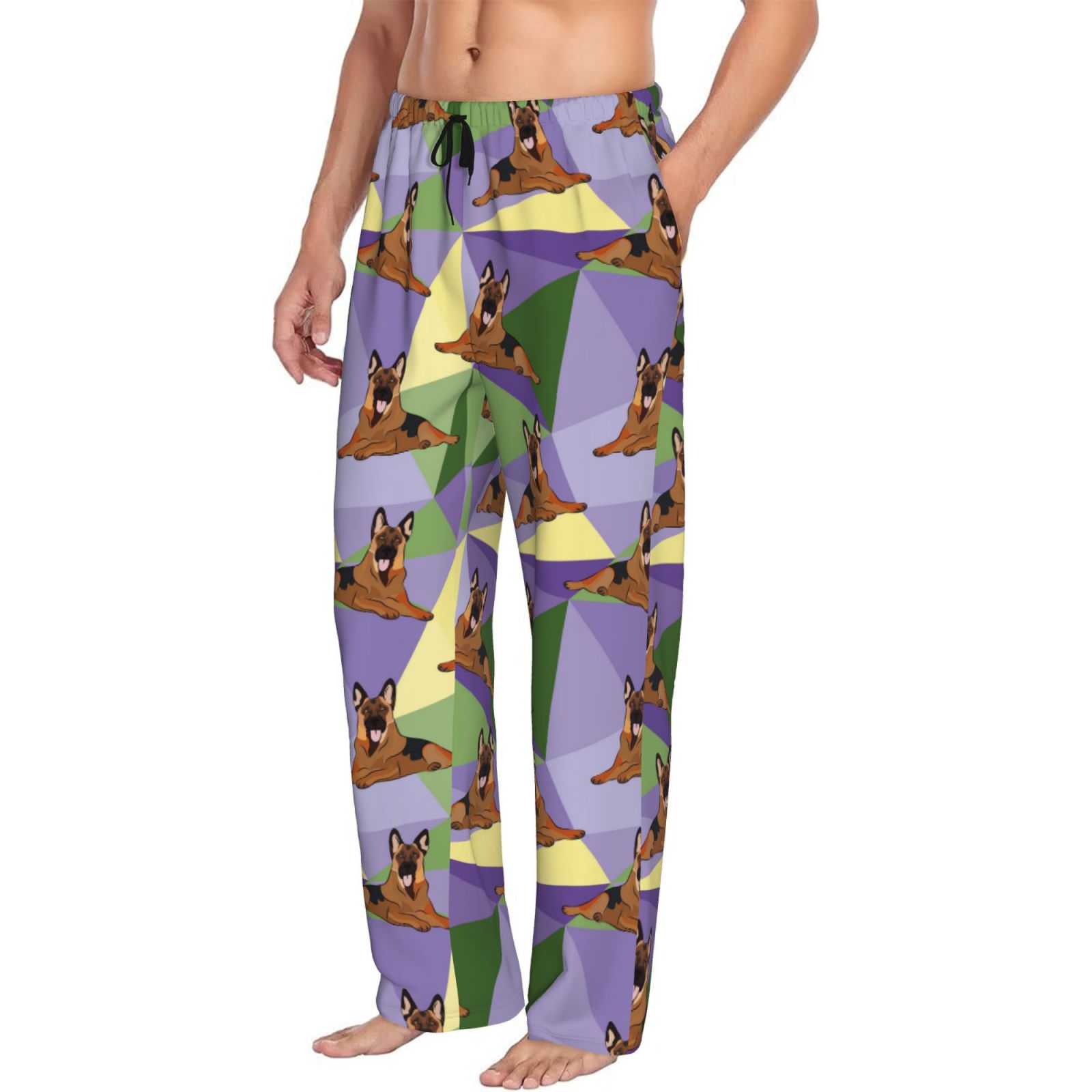 Mens Pajama Pants Bottoms with Pockets German Shepherd Dog No.1011